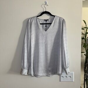 Adrianna Papell Black and White Satin Blouse